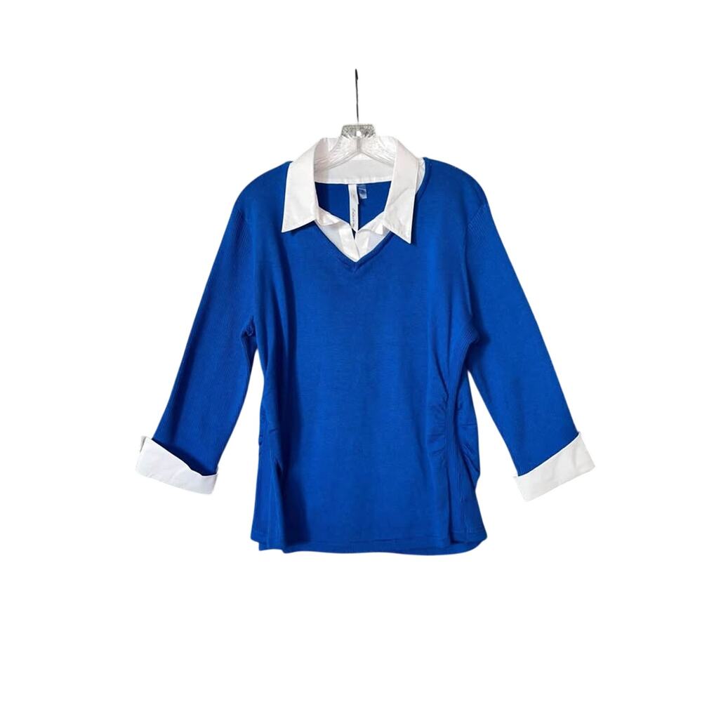 NWT NY Collection Blue Sweater Blouse